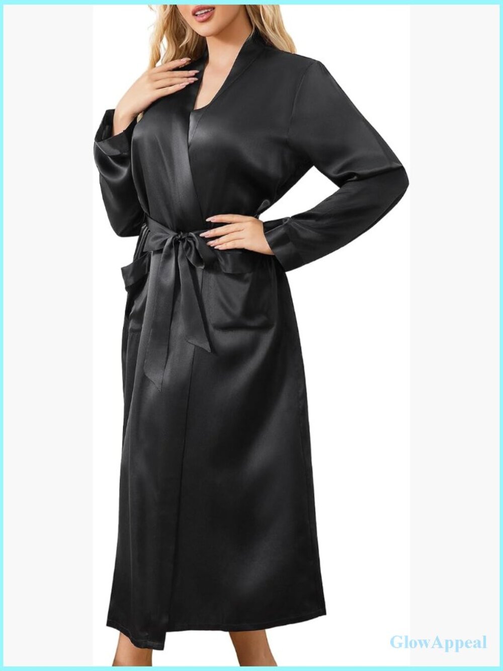 Pure Mulberry Silk Kimono Long Robe with Pockets